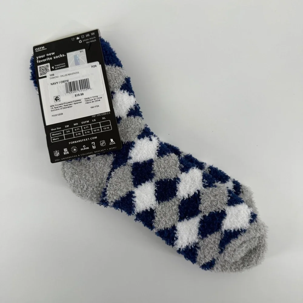 For Bare Feet Dallas Mavericks OSFM Argyle‎ Fuzzy Cozy Socks
